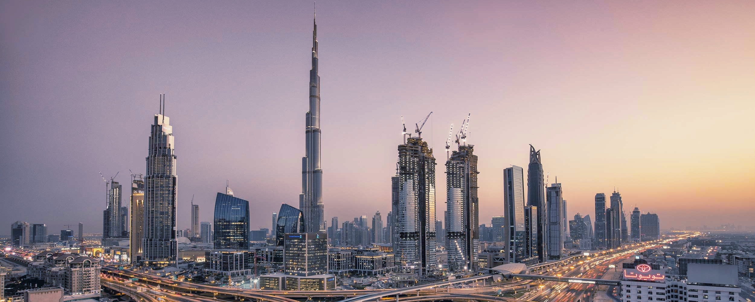 Dubai city skyline night